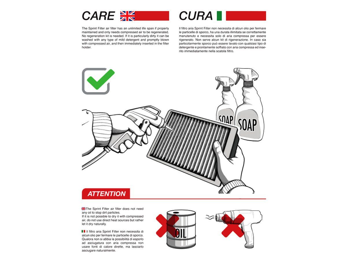 AIR FILTER P08 SPRINT FILTER BMW S1000RR - S1000XR - S1000R - 2010/2018