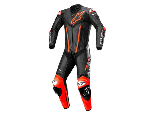 ALPINESTARS FUSION RACING LEATHER SUIT BLACK / RED FLUO