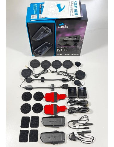 CARDO SCALA RIDER PACKTALK NEO SOUND JBL DUO INTERCOM CONFERENCE DMC 15 MOTORCYCLISTS 1.6 KM DOUBLE