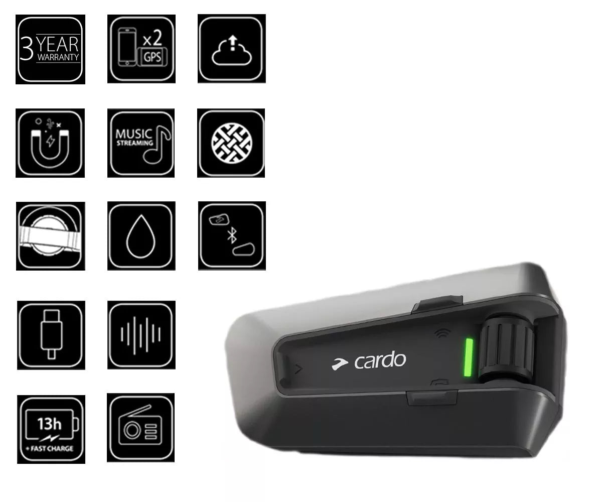 CARDO SCALA RIDER PACKTALK EDGE SOUND JBL INTERCOM CONFERENCE DMC WITH 15 MOTORCYCLISTS 1.6KM SINGLE